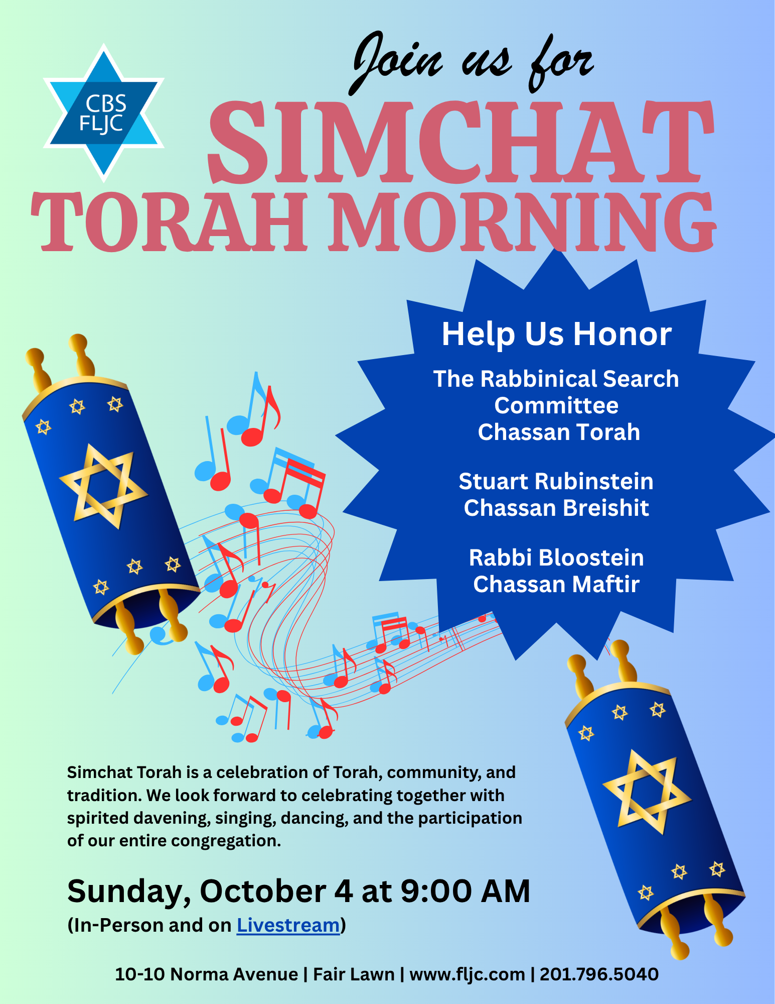 10-4-26 - Simchat Torah Morning with Honorees