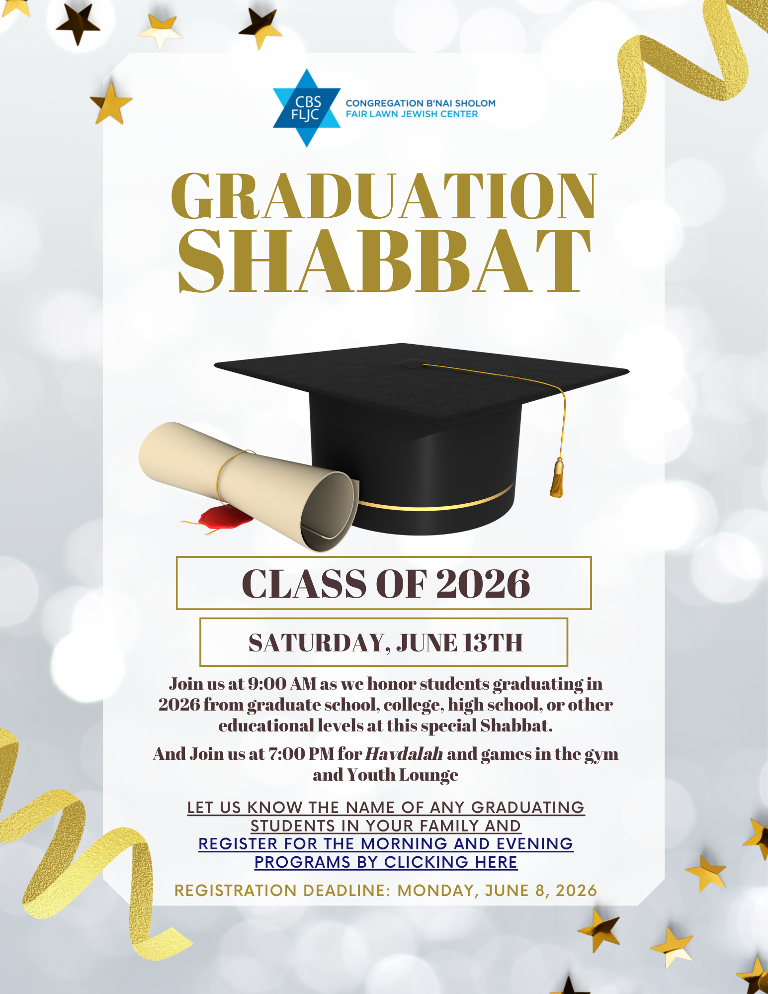 6-13-26 - Graduation Shabbat 7PM