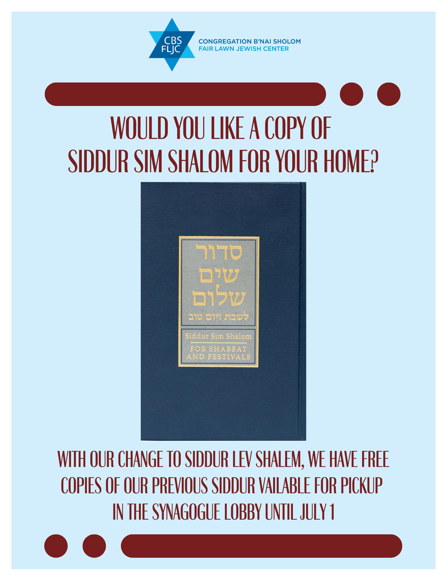 7-1-26 - Free Copy Siddur Sim Shalom