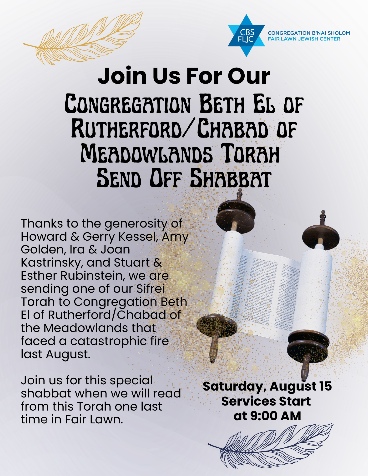 8-15-26 - Rutherford Chabad Send Off Shabbat